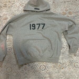 Essentials Gray Hoodie with '1977' Print